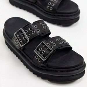 Myles Platform Leather Buckle Slide Sandal